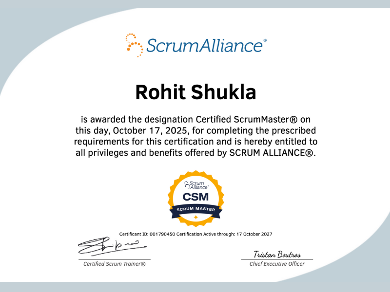 Scrum Alliance ScrumMaster certificate