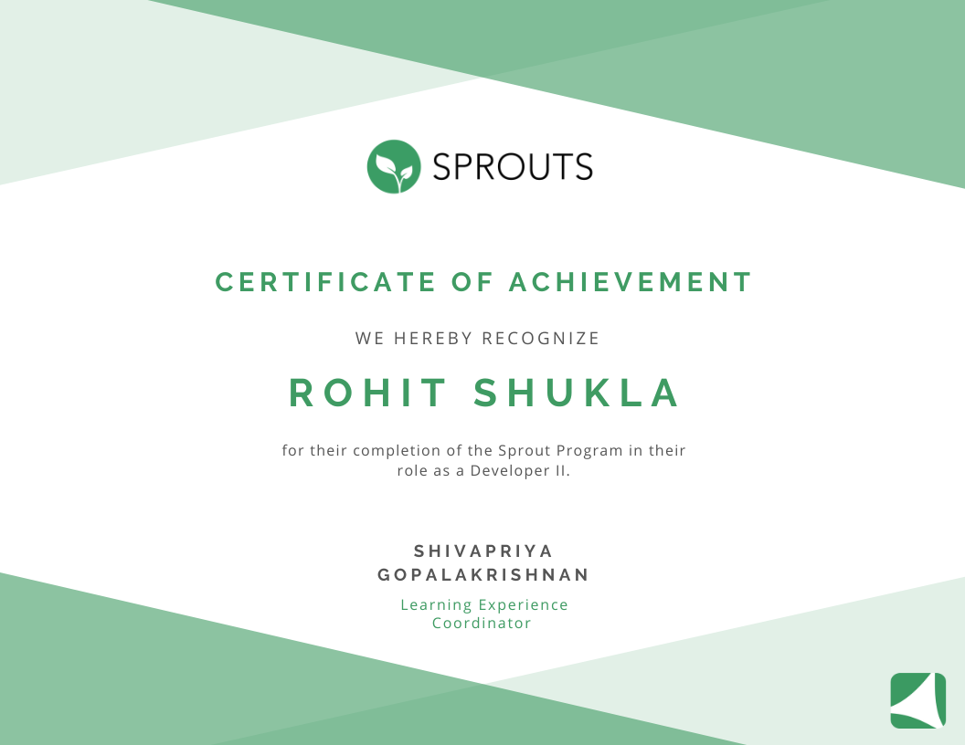 Vendasta SPROUT Program certificate